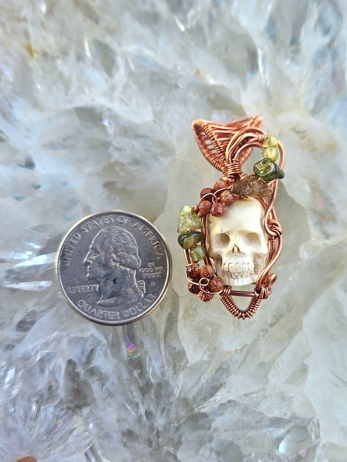 Overgrown garden skull pendant