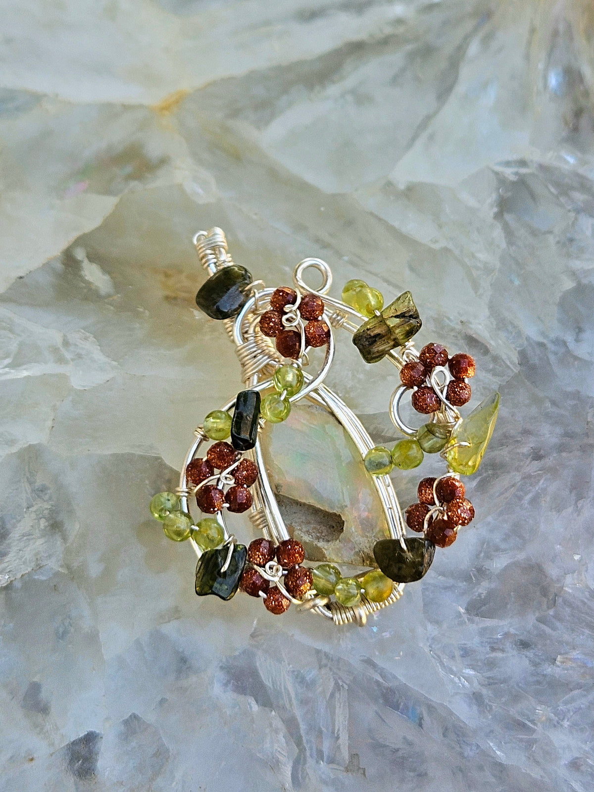 Overgrown Garden opal pendant