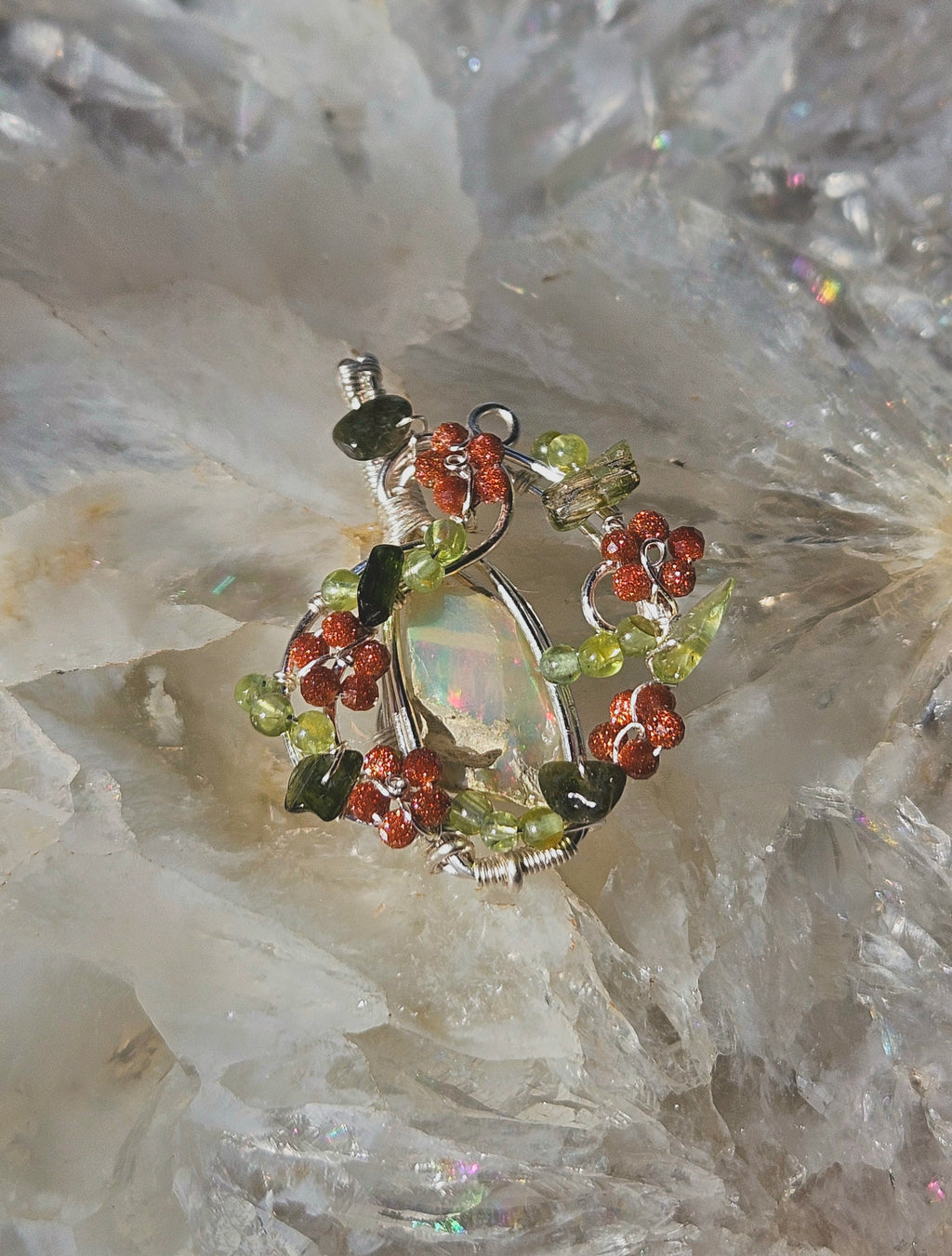 Overgrown Garden opal pendant
