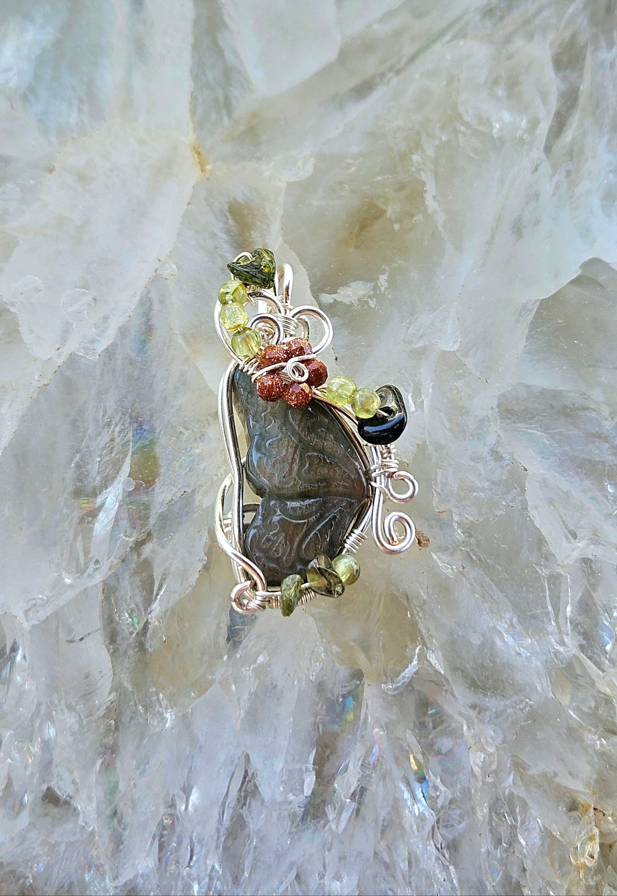 Overgrown Garden butterfly wing pendant