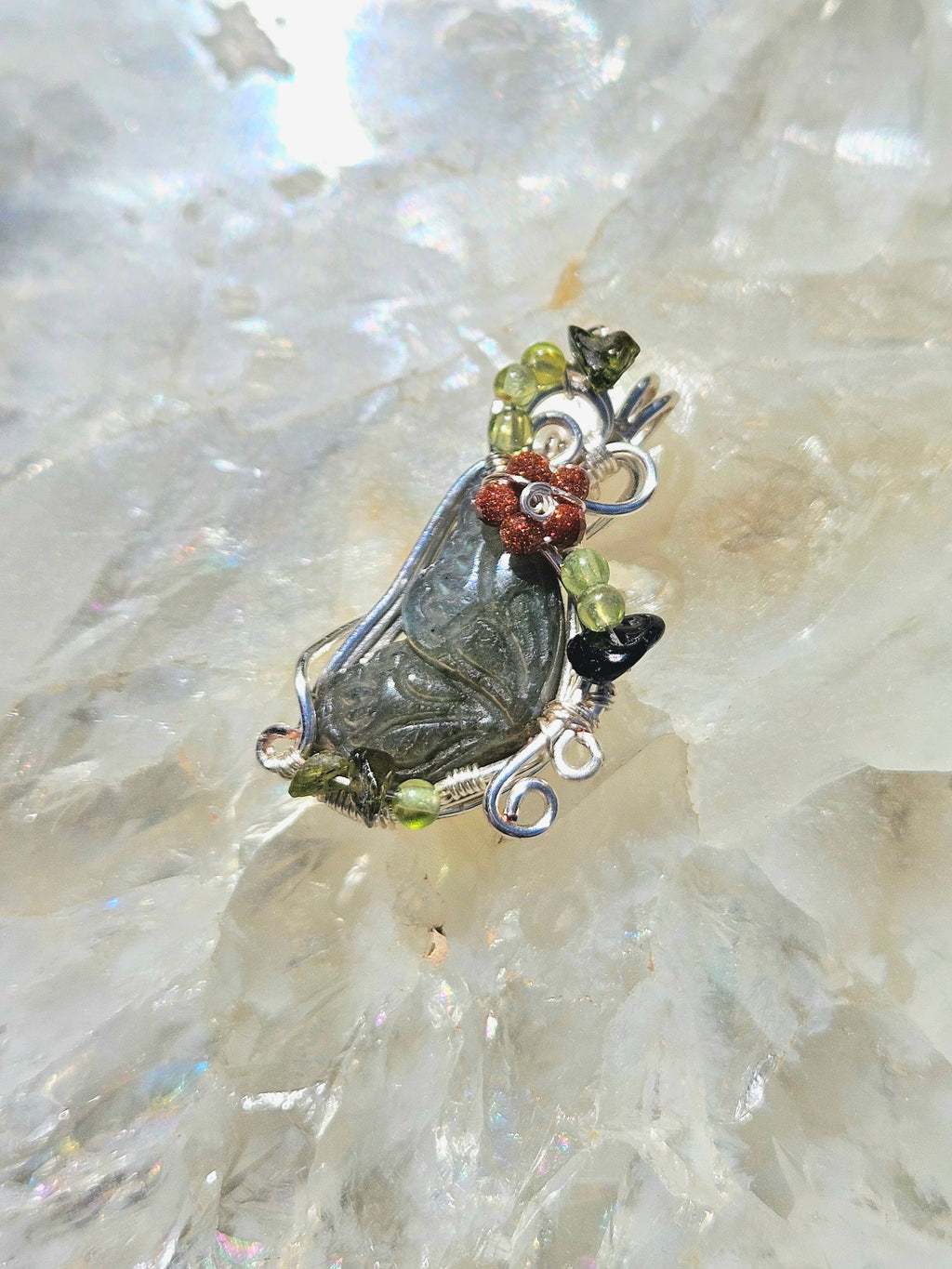 Overgrown Garden butterfly wing pendant