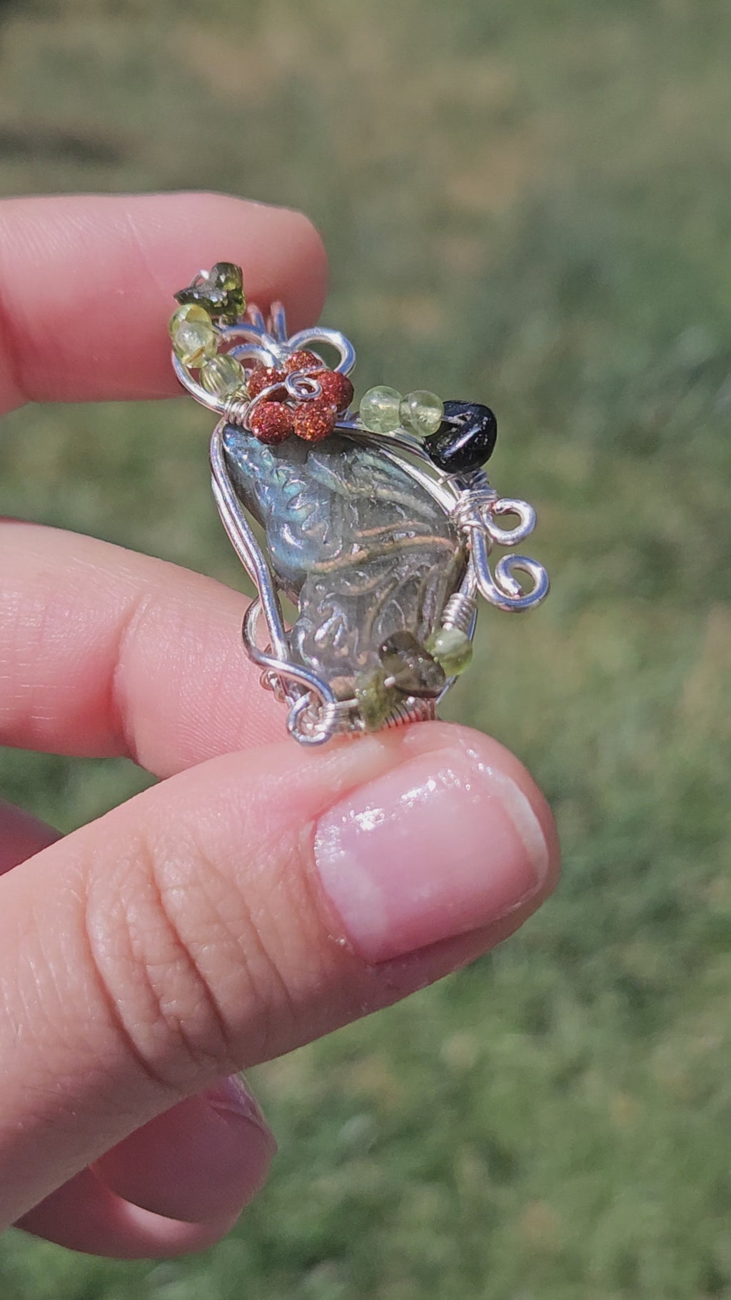 Overgrown Garden butterfly wing pendant
