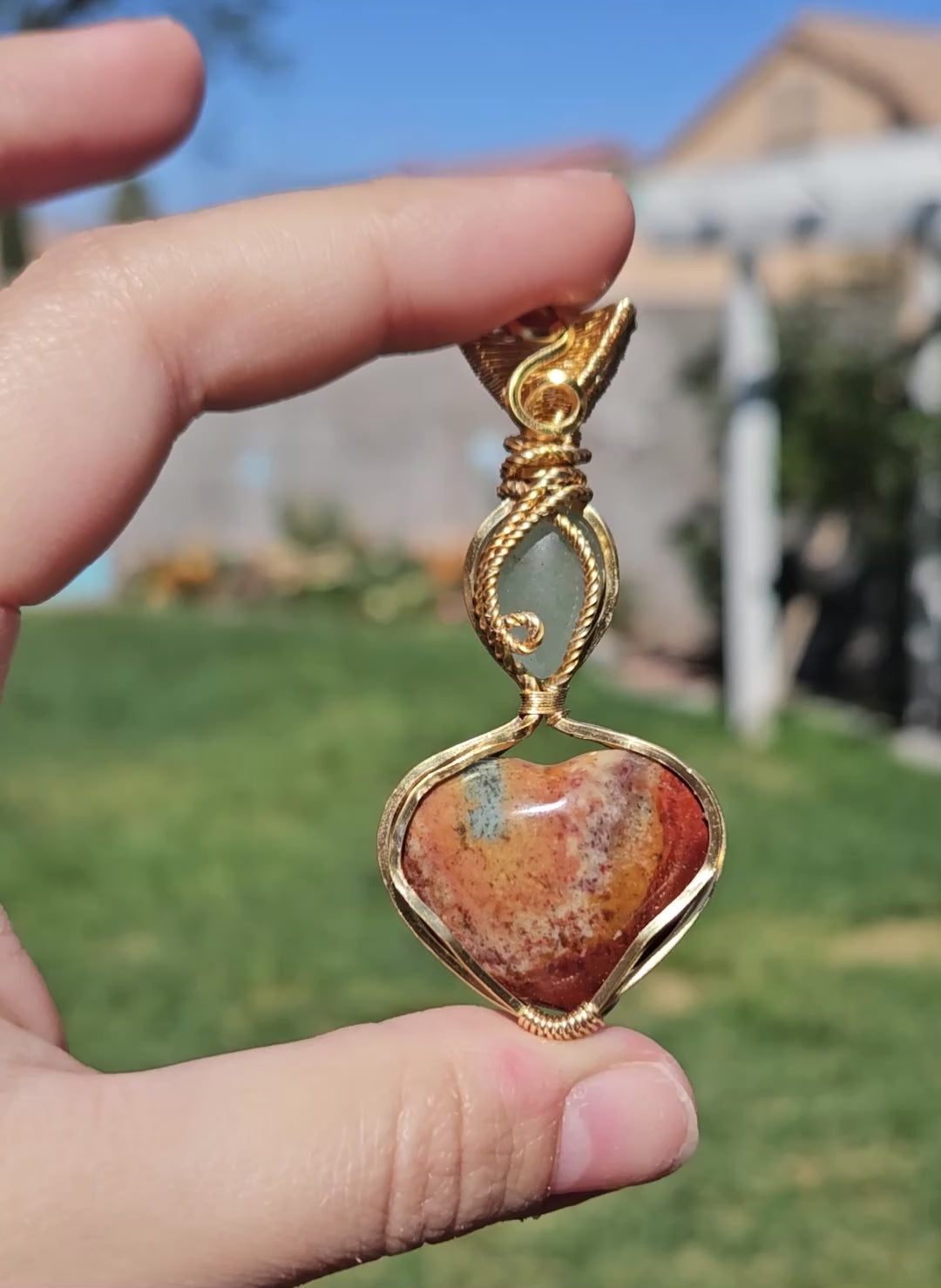 Jasper heart pendant
