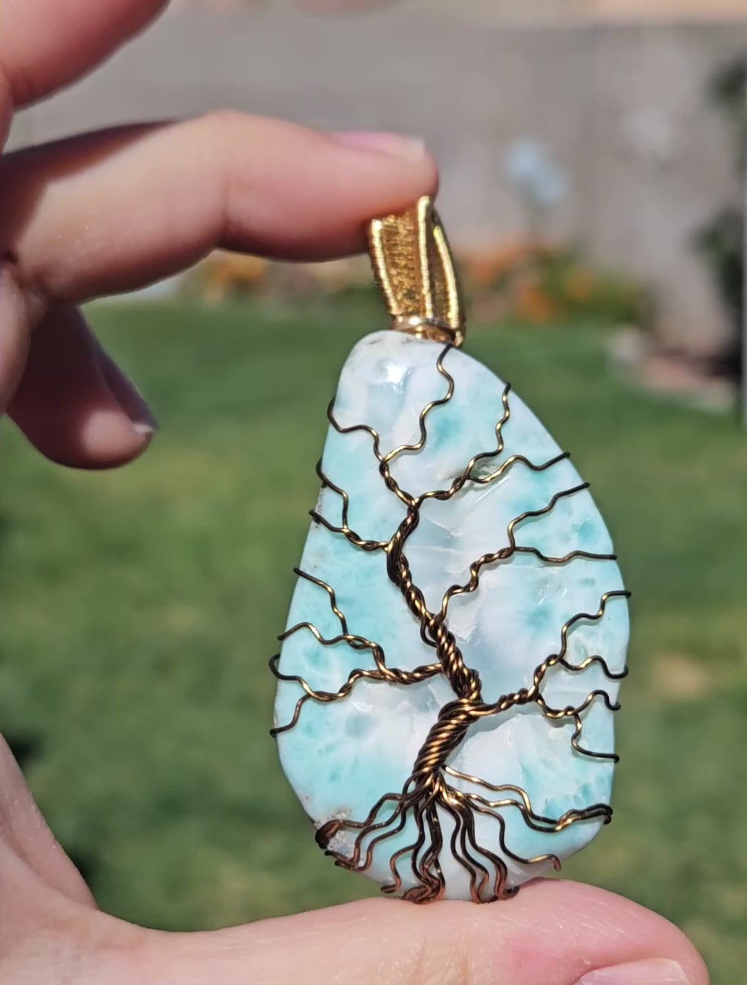 Larimar tree pendant